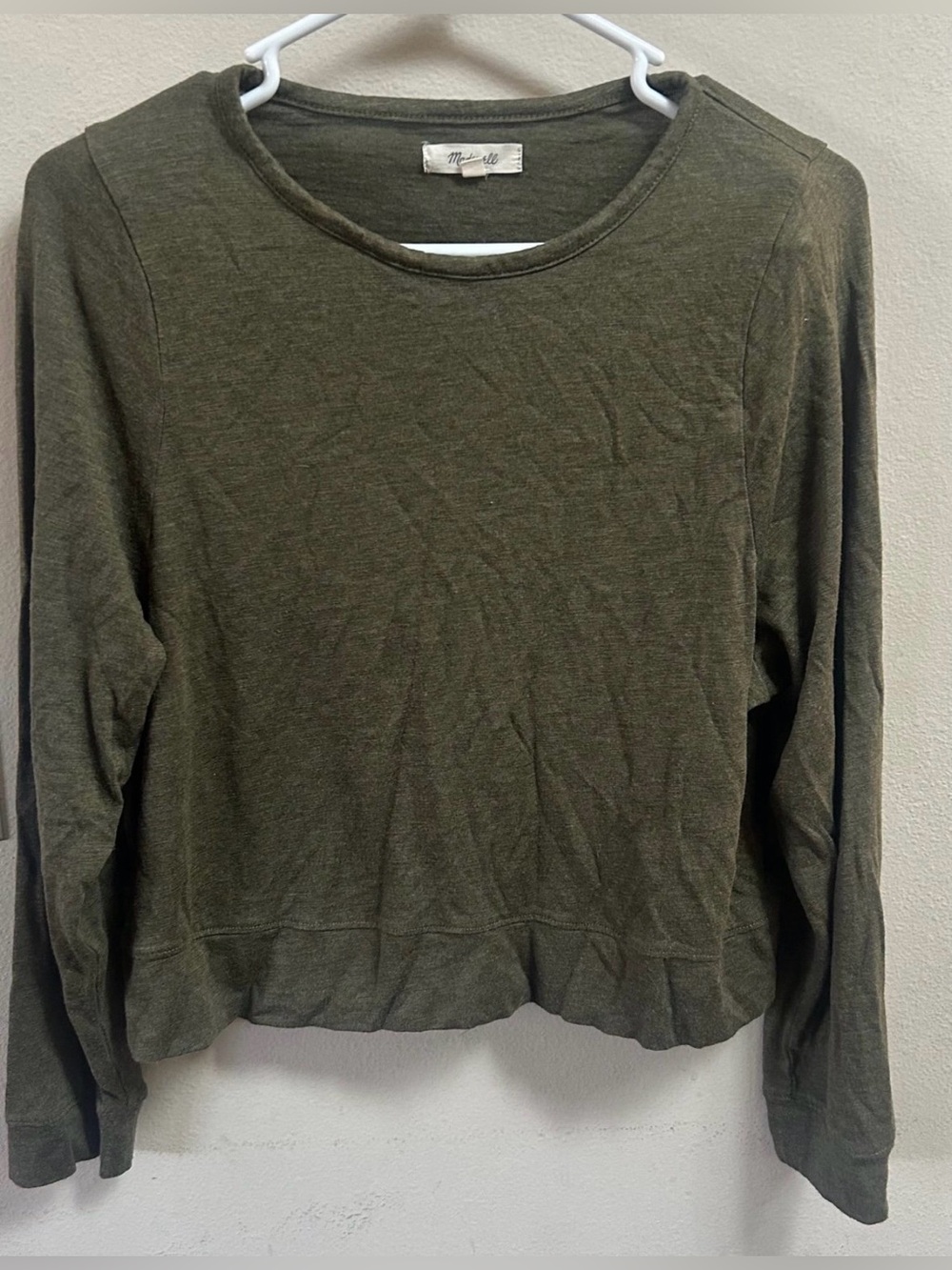 Madewell Olive Long Sleeve Crewneck Top